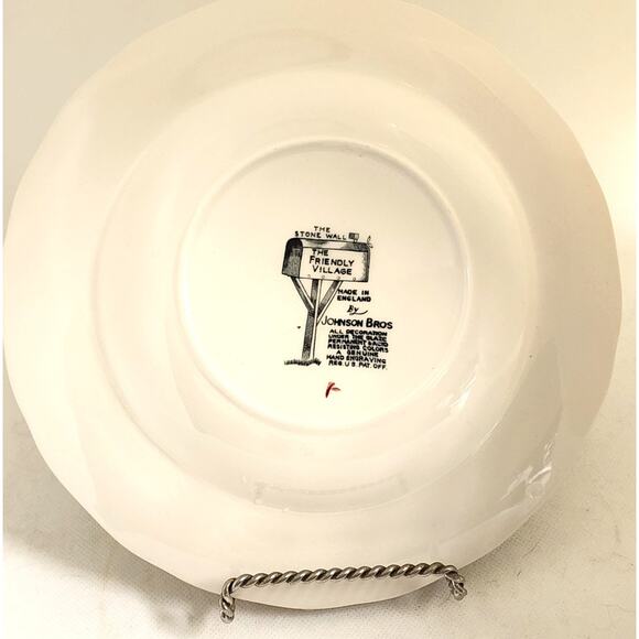 BOWL/SOUP-JOHNSON BROS.-"The Friendly Village"-Traditional Scene-Brown, Cream - Picture 4 of 9